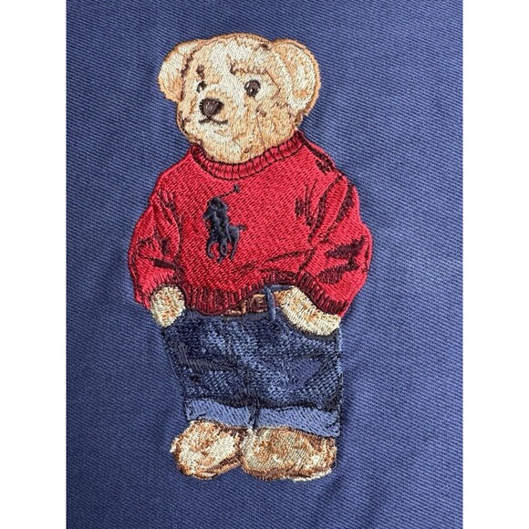 2 Ralph Lauren Polo Embroidered Sweater Bear Pillows With Down Inserts Blue READ - Picture 3 of 15